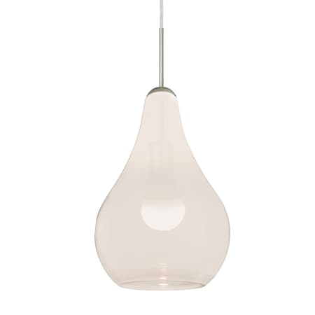 Besa Lighting Leon Cord Pendant, Milky White, Satin Nickel Finish, 1x9W LED 1JT-LEONMW-LED-SN
